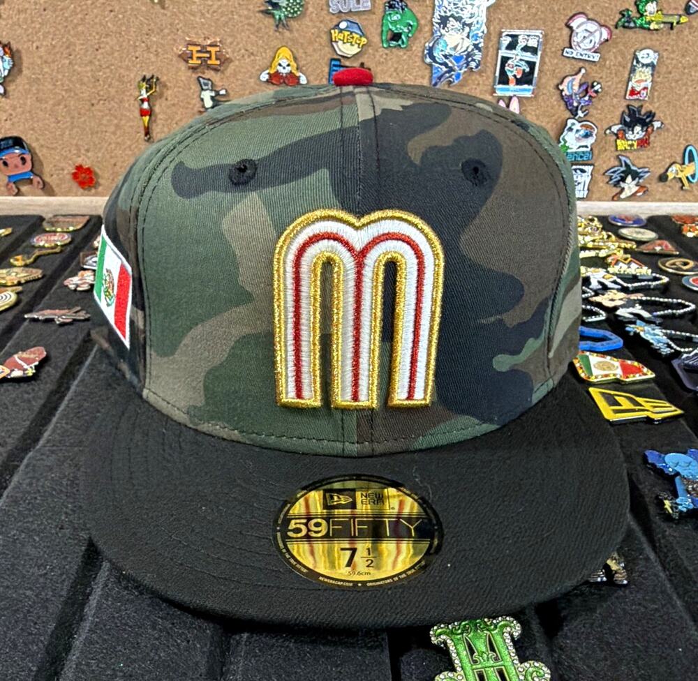 New Era 59FIFTY Mexico Flag Patch Camo Glow in the Dark Hat 7 1/2